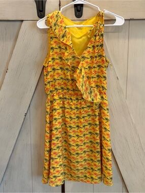 Anthropologie Tulle Bird Print Sleeveless Dress Size Small